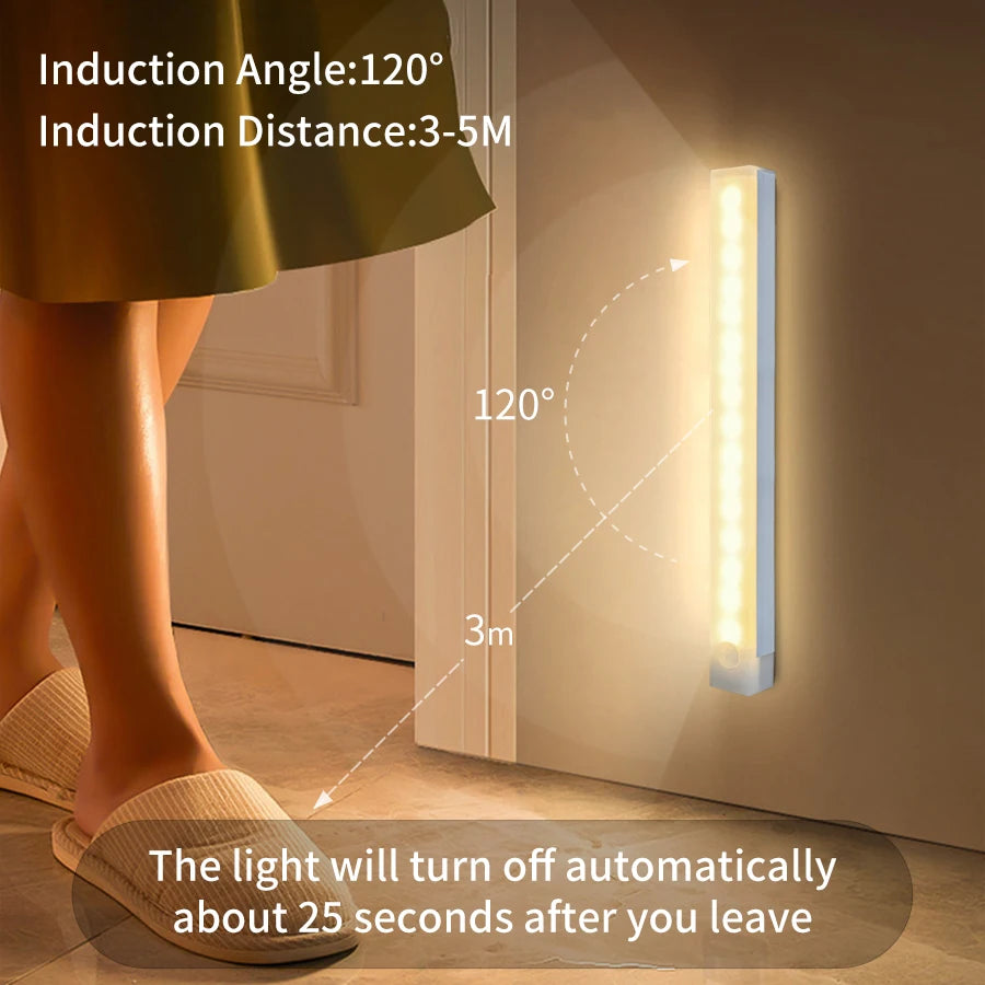 USB Rechargeabl LED Night Light PIR Motion Sensor Under Cabinet Lamp For Bedroom Wardrobe Hallway Staircase Bar Lighting Oasis Select