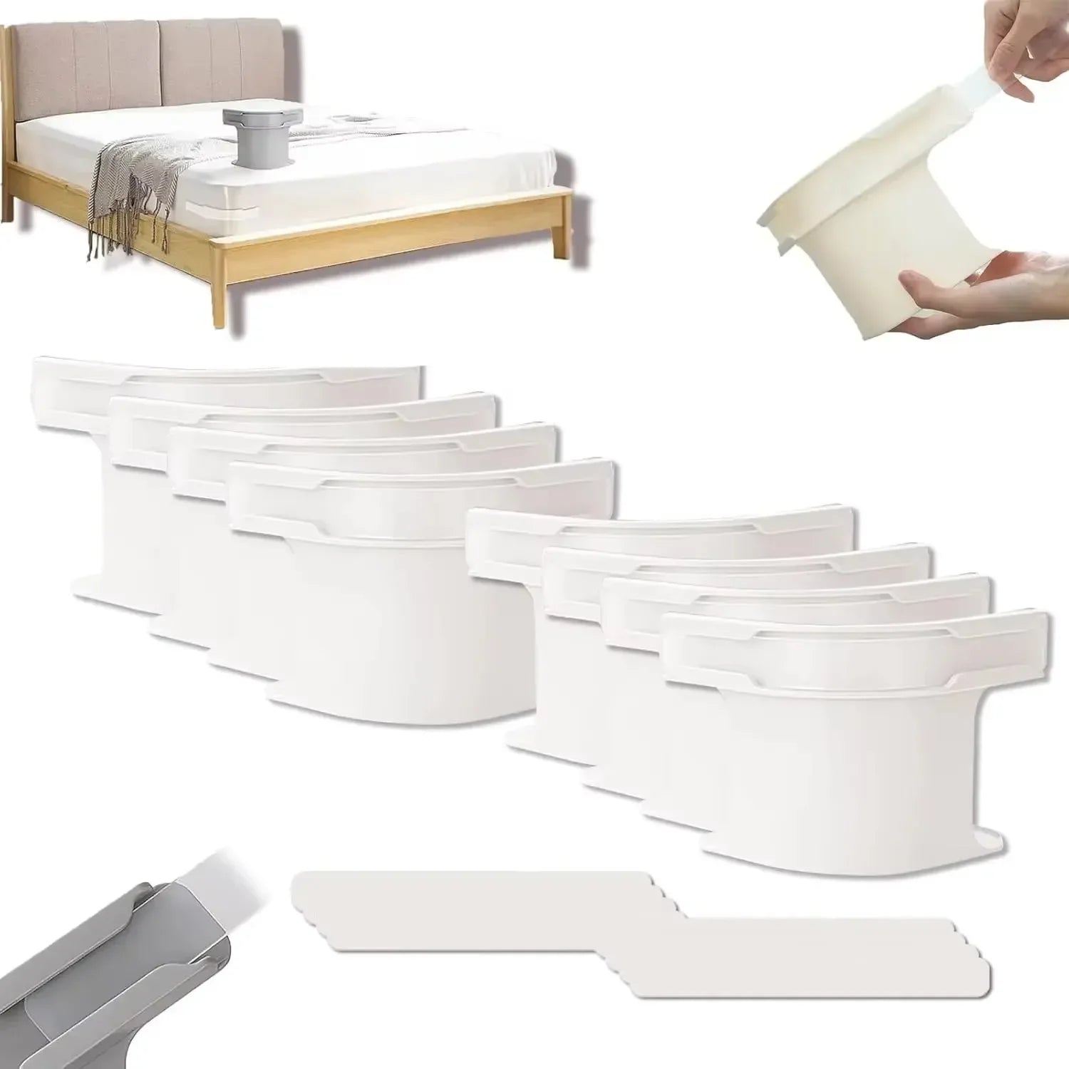 8/4Pcs Heavy Duty Bedsheet Corner Tightener Clips High-quality Materials Durable and Reliable Bed Sheet Grippers for Protectors Oasis Select White 8Pcs