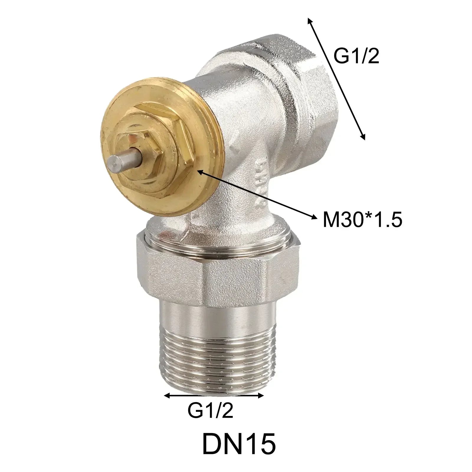 DN15/DN20 Brass Temperature Control Valve Features A Valve Head With M30x1.5mm Thread, Allowing For Secure Installation