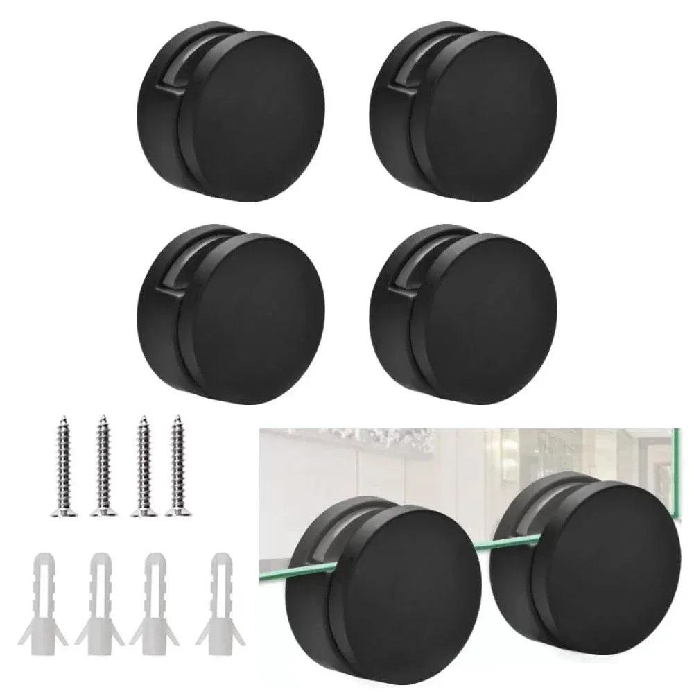 Set Of 4 Bathroom Mirror Clips Zinc Alloy Holders For 3mm 5mm Glass Reliable Support With Elegant Black Finish For Your Home Oasis Select