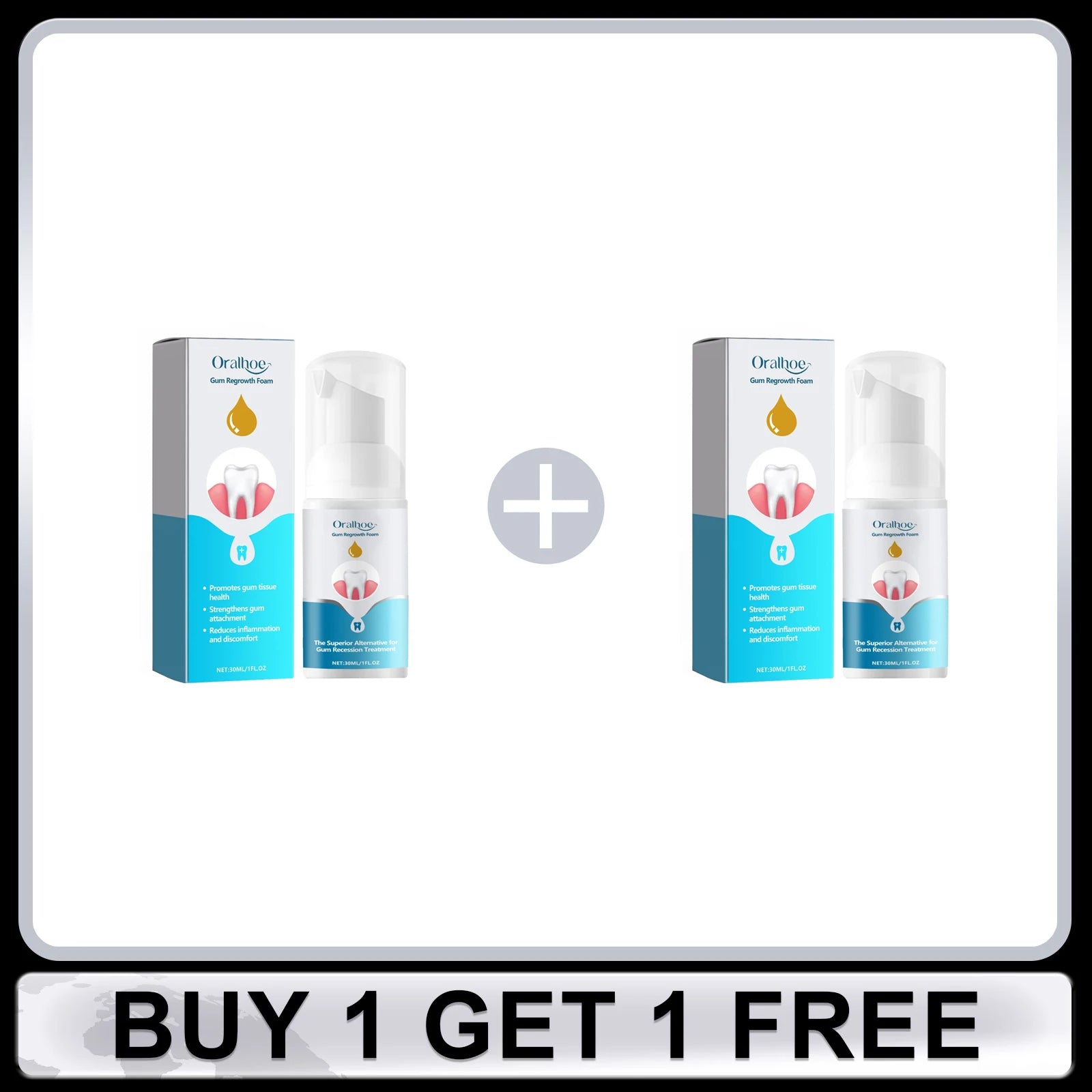 Gum Regrowth Foam Repair Gingival Remove Yellow Stain Relieve Dental Decay Whitening Teeth Oral Cleaning Protect Gum Care 30ml Oasis Select Buy 1 Get 1 Free