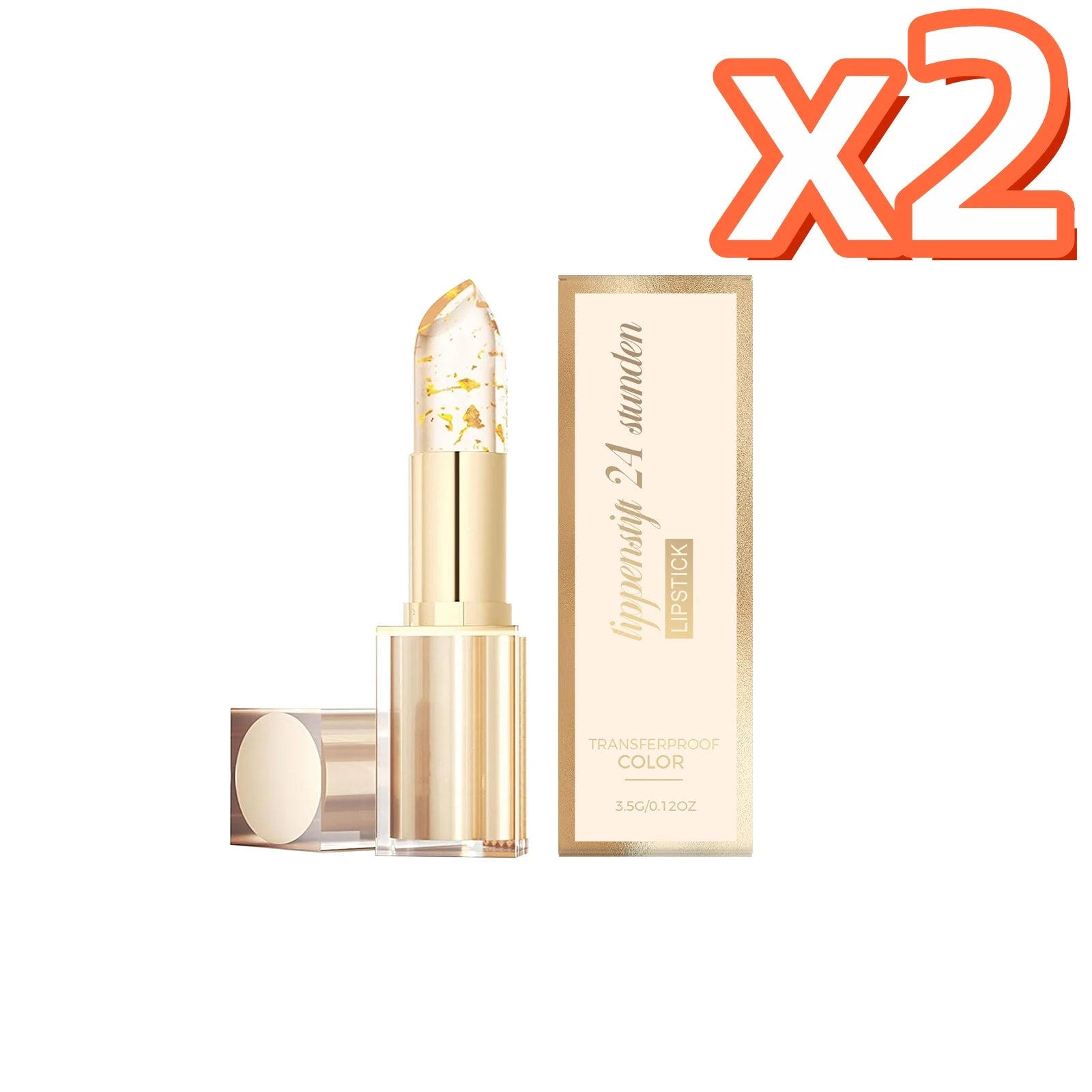 Gold Foil Color-Changing Lipstick | Hyaluronic Acid Lip Balm Color-Changing Lipstick Oasis Select 3.5g Boxed X 2PCS