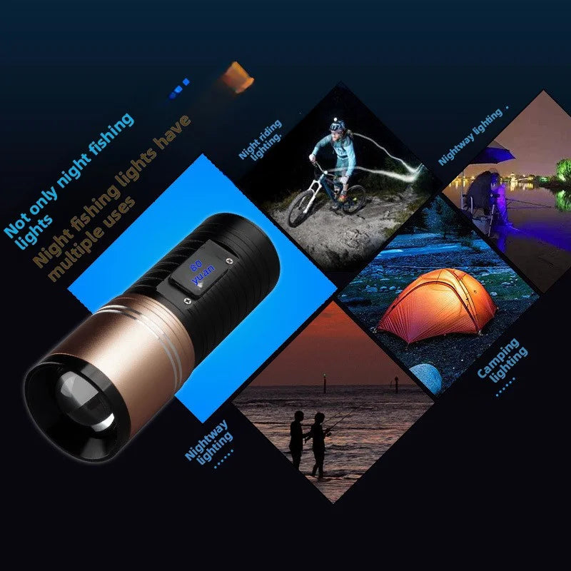 SHINEKNOT 800LM Zoomable LED Night Fishing Flashlight | 10W