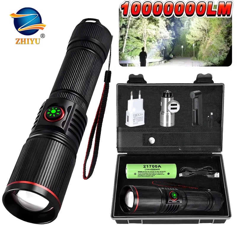 Ultra Bright LED Aluminum Alloy Flashlight USB Rechargeable Telescopic Zoom Torch Outdoor Stepless Dimming Camping Flashlights Oasis Select