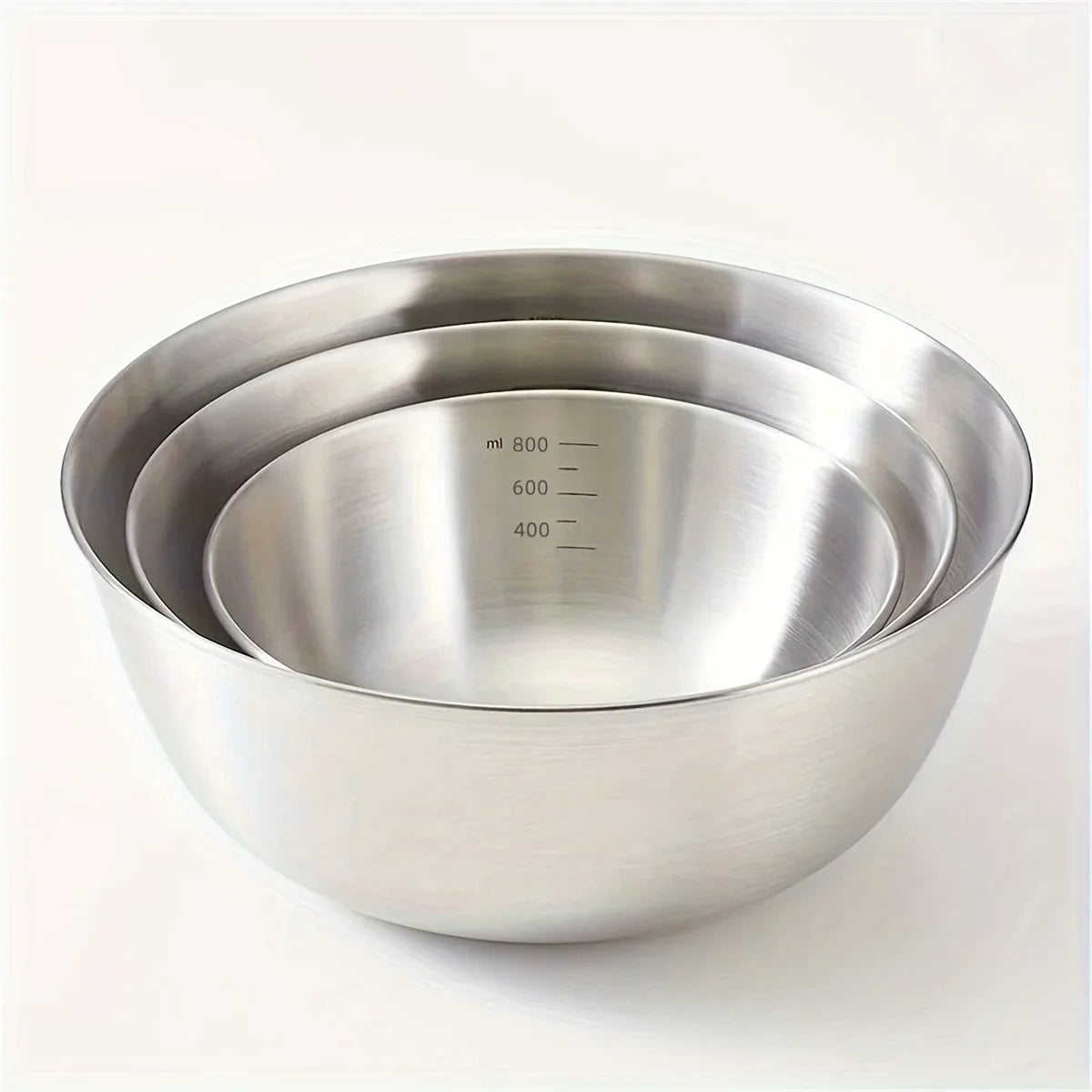 Set of 3 Stainless Steel Mixing Bowls with Measurements, Suitable for Home Use, Thickened for Mixing and Kneading,Ideal for Eggs Oasis Select