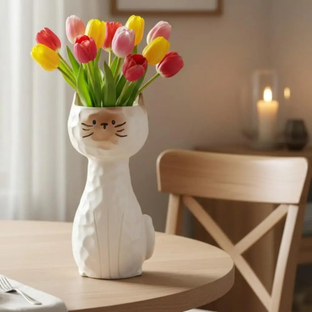 1Pc Cartoon Standing Cat Flower Pot Resin Succulent Planter Creative Tabletop Ornament Home Living Room Desktop Plant Pot Decor Oasis Select