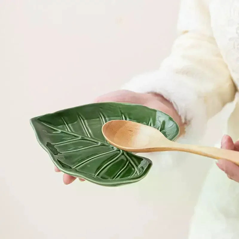 Ceramic Spatula Holder, Kitchen Countertop Spoon Holder, Cute Leaf Design, Multifunctional Cutlery Holder Oasis Select Default Title
