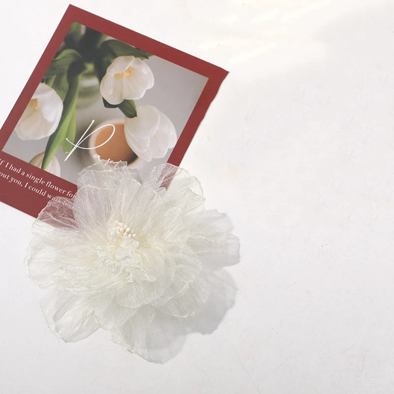 75mm Organza Fabric Flower for DIY Hair Clips & Headbands