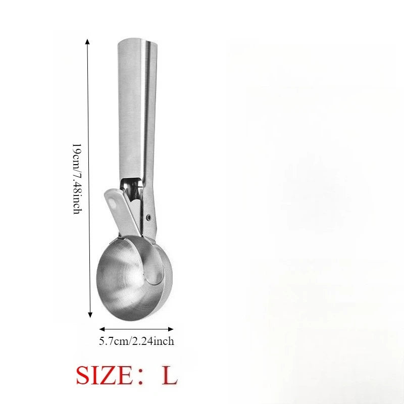 Stainless Steel Ice Cream Scoop Ergonomic Handle Rustproof For Ice Cream Sorbet Frozen Dessert Home Kitchen Commercial Use Party Oasis Select L
