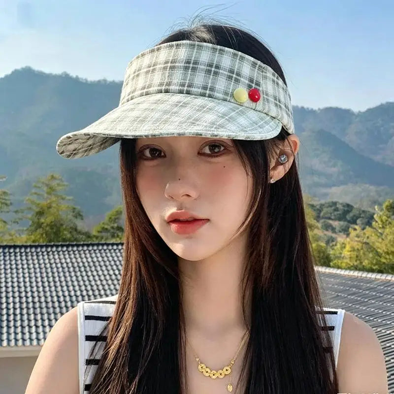zomer pet dames Plaid Empty Top Sun Visor Hat Women uv차단 шляпа женская от солнца Gorros para el sol de mujer Adjustable Cap Oasis Select