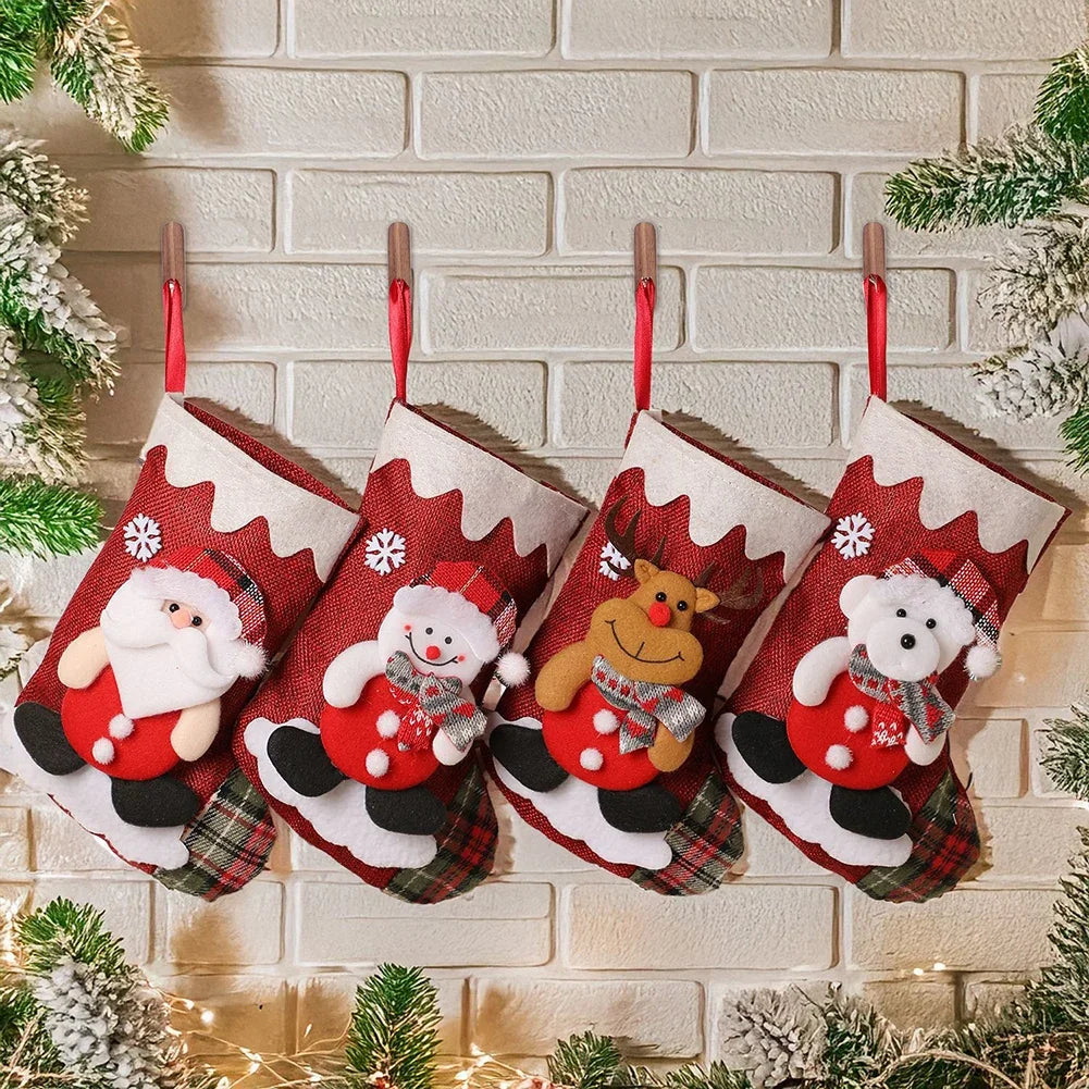 22*16*1cm Christmas Stocking Decorative Accessory Eye-catching Holiday Decor Festive Atmosphere Enhancement Fun Santa Design Oasis Select