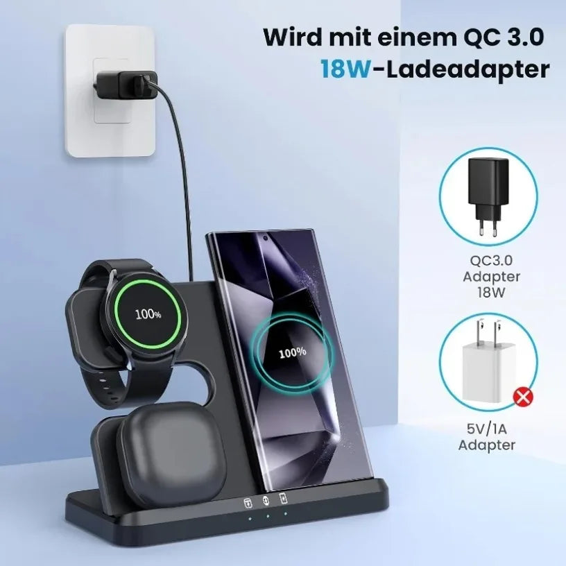 Wireless Charger Stand Fast Charging Dock Station 3 In 1 For Samsung Z Fold 5 4 3 S24 S23 Galaxy Watch 2-9 Active 2 Earbuds Pro Oasis Select