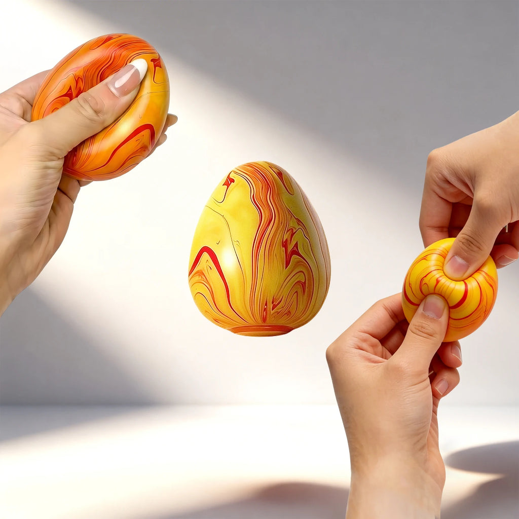 Simulated Egg Stress Ball Toy Cute Stress Relief Toy Slow Rebound Squeeze Toy for Adults Kids Non-bounce Fidget Toy 4 Colors Oasis Select Orange