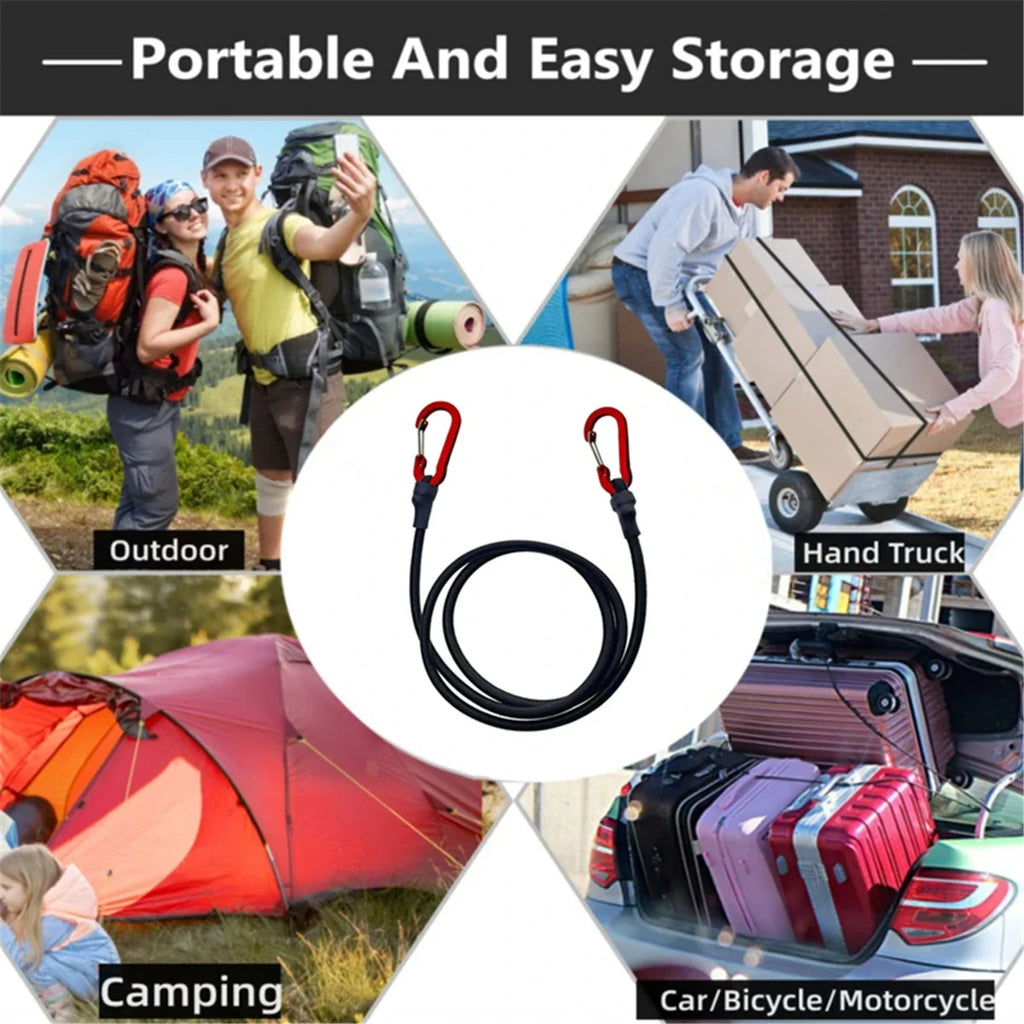 Heavy Duty Bungee Cord Elastic Tie Strap String Carabiner Hooks Kayak Cycling Luggage Packing Ropes Camping Accessories Oasis Select