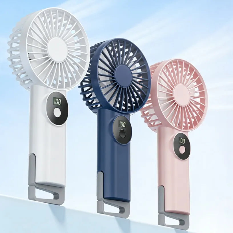 5 Speed Adjustable Handheld Fan LED Digital Display 13500RPM High Speed 1200mAh Rechargeable Portable Pocket Fan With Carabiner Oasis Select