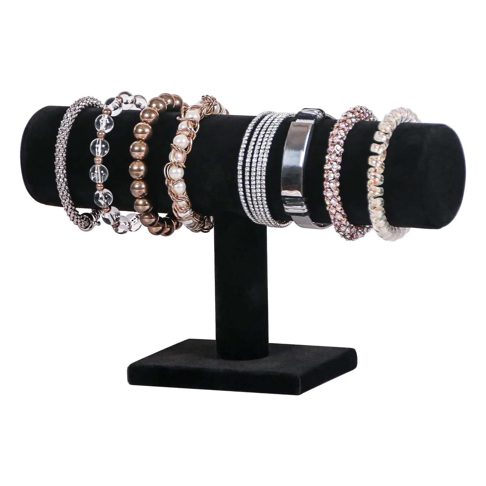 Black Velvet Coil T-Shelf Bracelet Necklace Jewelry Display Organizer Watch Display Stand Bracelet Necklace Jewelry Organizer Oasis Select