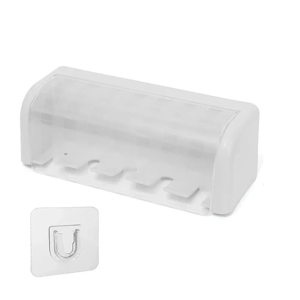 5-Slot Wall-Mounted Toothbrush Holder | Self-Adhesive Dust-Proof