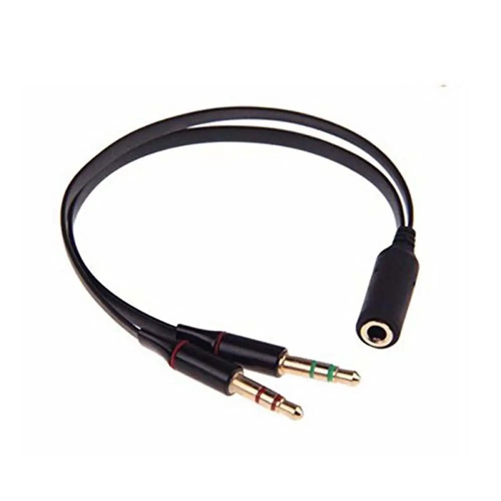 To Laptop PC 1 Female to 2 male Micphone Audio Cable 3.5 mm Y Splitter Adapter Oasis Select