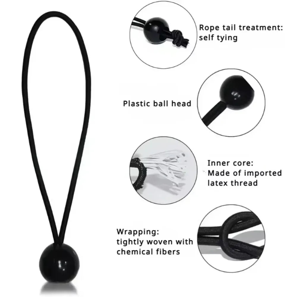 10 Pcs High Quality Black Bungee Ball Cord Rope Multipurpose Durable Tarpaulin Fixing Tool 10-30CM Canopy Bungee Cords Oasis Select