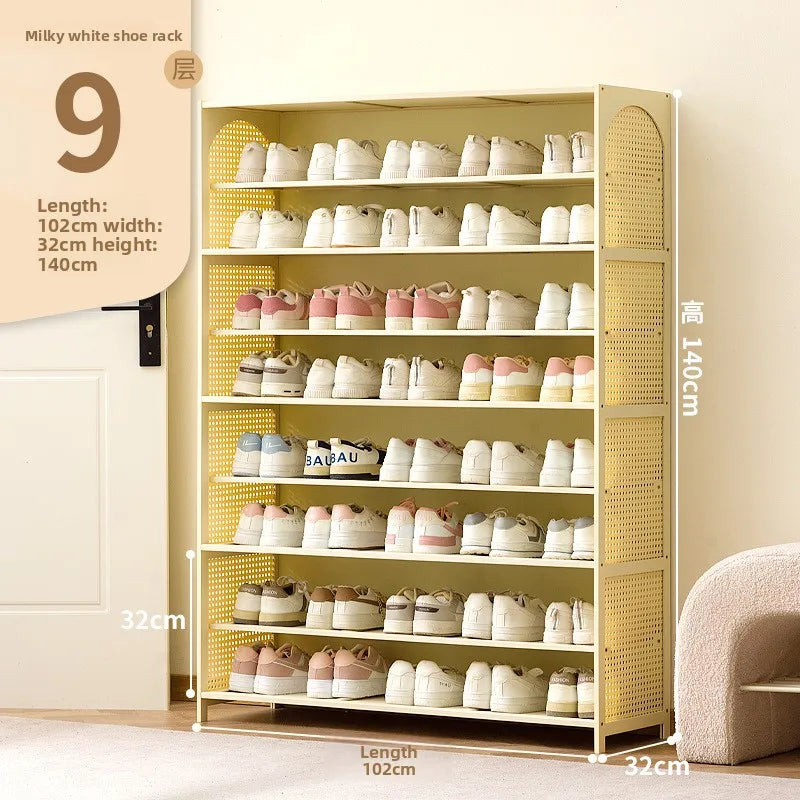 Simple shoe cabinet home door multi-layer baffle shoe rack corridor entrance economical home storage simple shoe cabinet Oasis Select Milk White 9-102