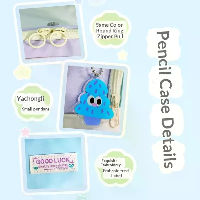 New Dopaamine Magnetic Button Pencil Case Large Capacity Opening Design Stationery Bag For Middle And Primary School Students Oasis Select