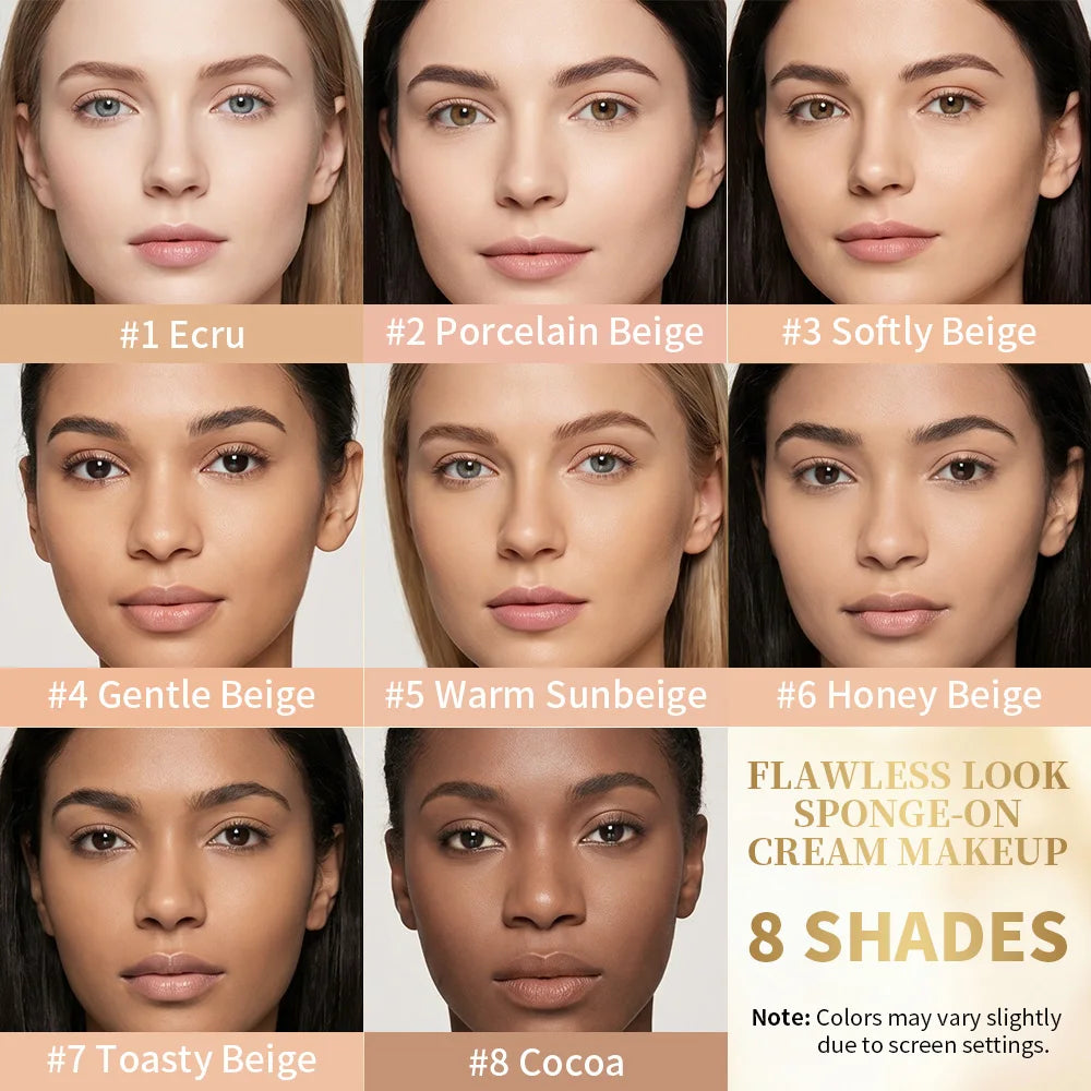 Flawless Cream Makeup Long Lasting Lightweight Texture Natural Coverage Foundation Cream Oil Control Moisturizing Base Makeup Oasis Select