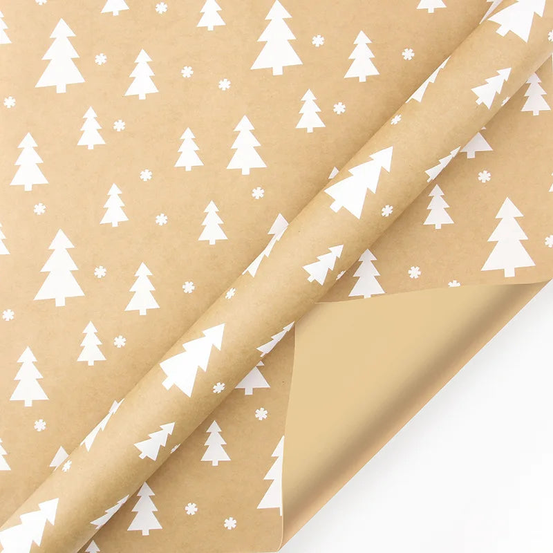 Christmas Gift Wrapping Paper with Snowflake Tree Pattern Paper Roll 16.9"x590" Eco-Friendly Paper Material for Holiday Presents Oasis Select Tree