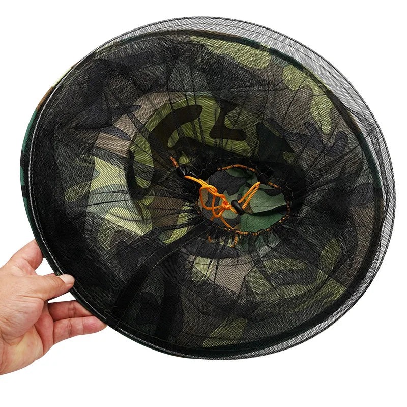 BeeKeeping Protective Bee Hat Anti Two-Layer Head Top Camouflage Hat-Veil Combo Bee Hat Bug Mesh Mask Beekeeping Tools Oasis Select
