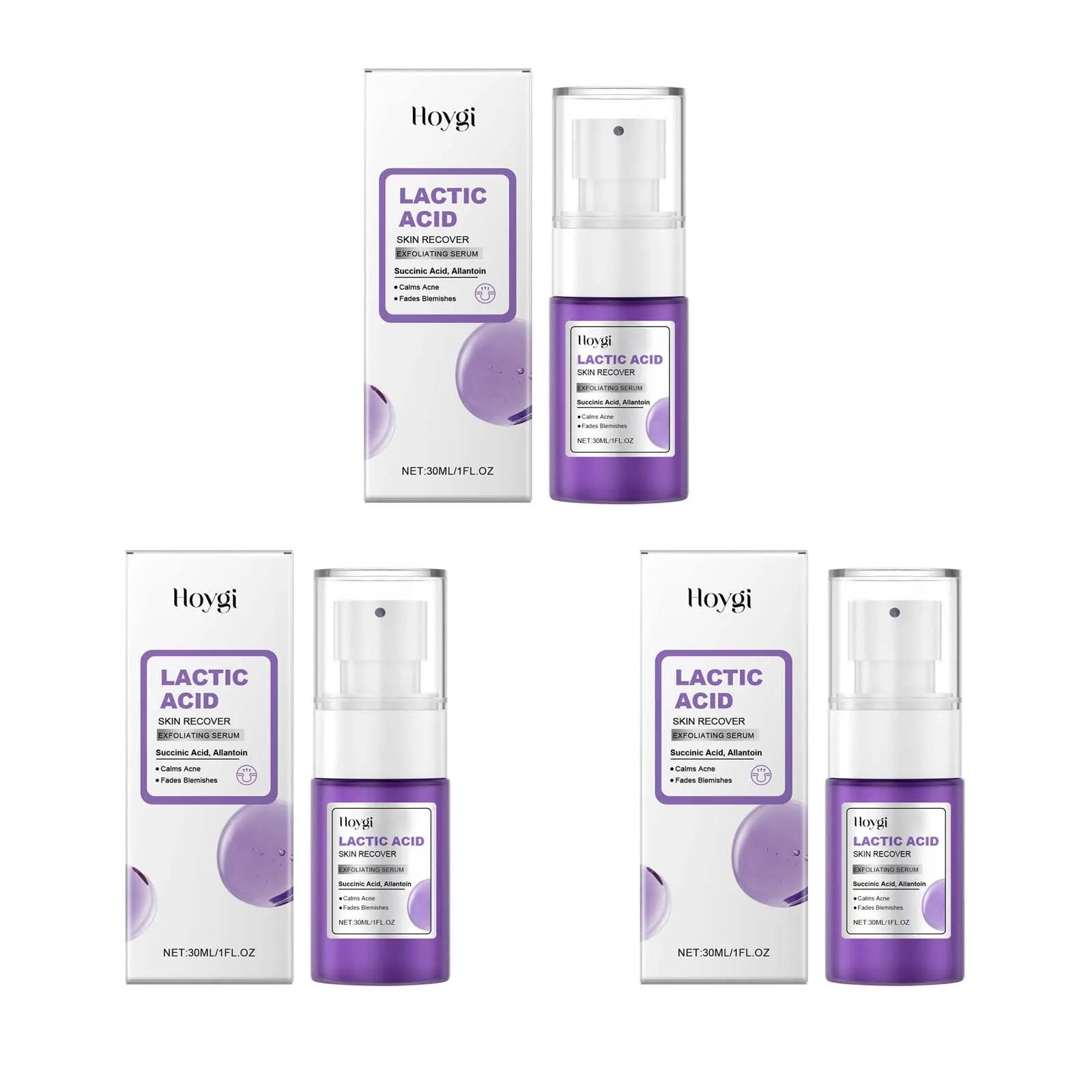 Hoygi Lactic Acid Exfoliating Serum – Acne & Pore Minimiser Exfoliating Face Serum Oasis Select 3 x 30ml boxed