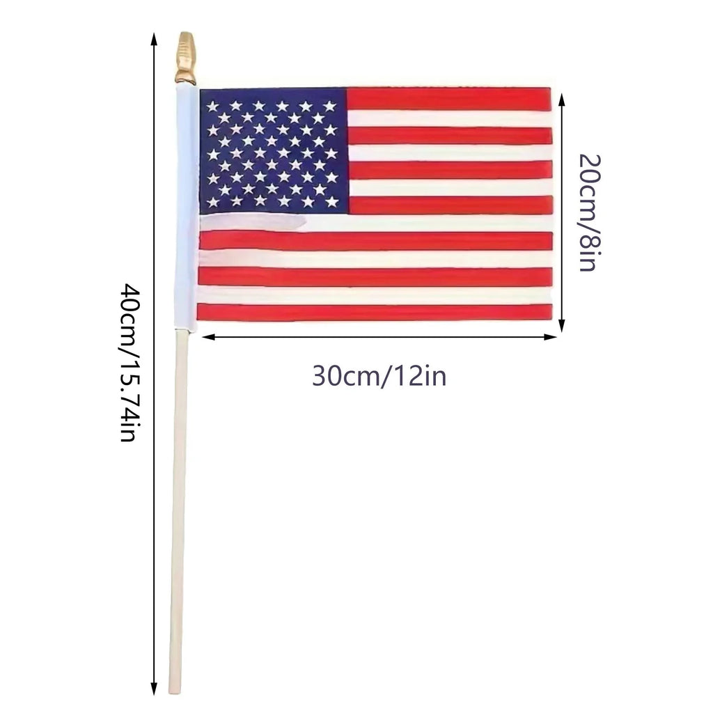 USA Hand Waving Flags 20x30cm Double-Sided Polyester – 12 Pack Patriotic Hand Flag Oasis Select