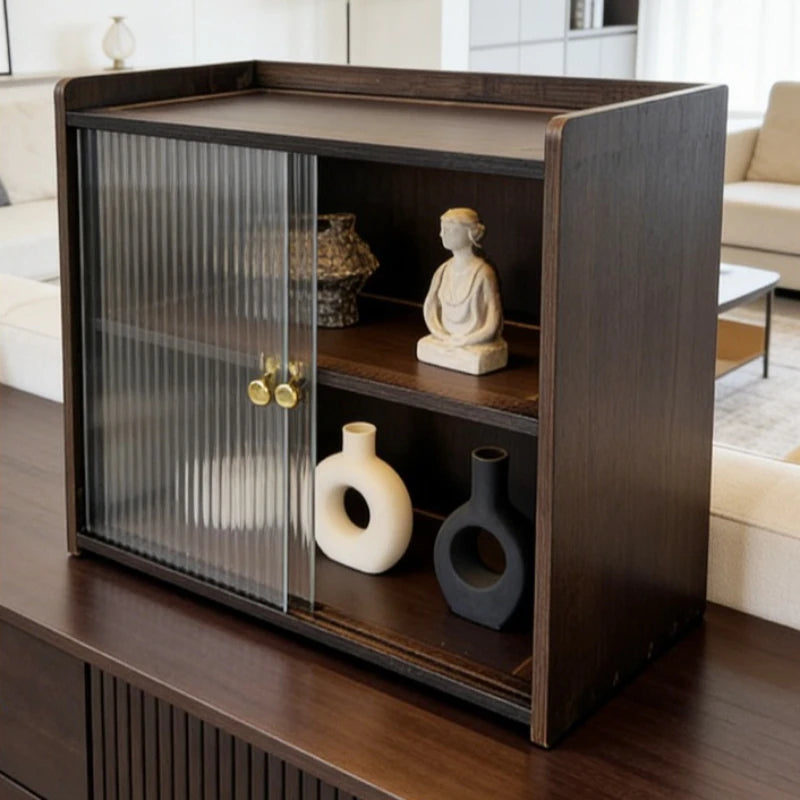 Premium desktop storage rack, no punching cup holder ornament with sliding door, living room finishing dust locker Oasis Select