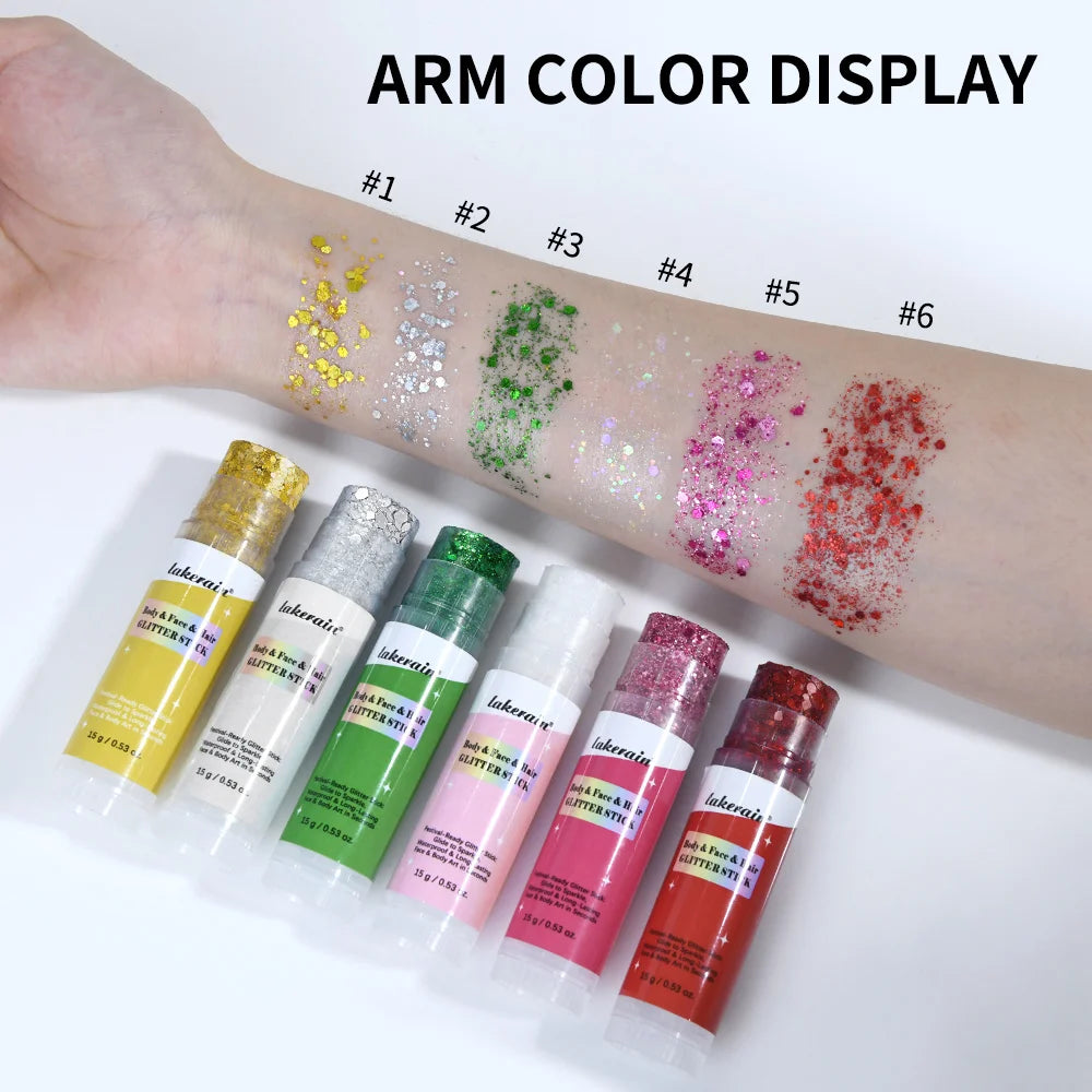 Body Shimmer Stick Glitter Glow Waterproof Long Lasting Non Sticky Smooth Rich & Dazzling Glitters Body For Festival Party Makeu Oasis Select