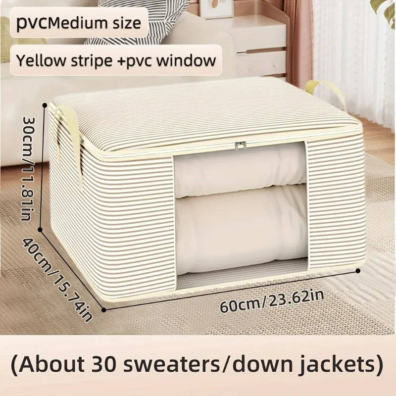 Large Capacity Foldable Storage Bag, Thickened Dustproof Zipper Clothes Organizer, Moistureproof Quilt Blanket Storage Pouch Oasis Select L white