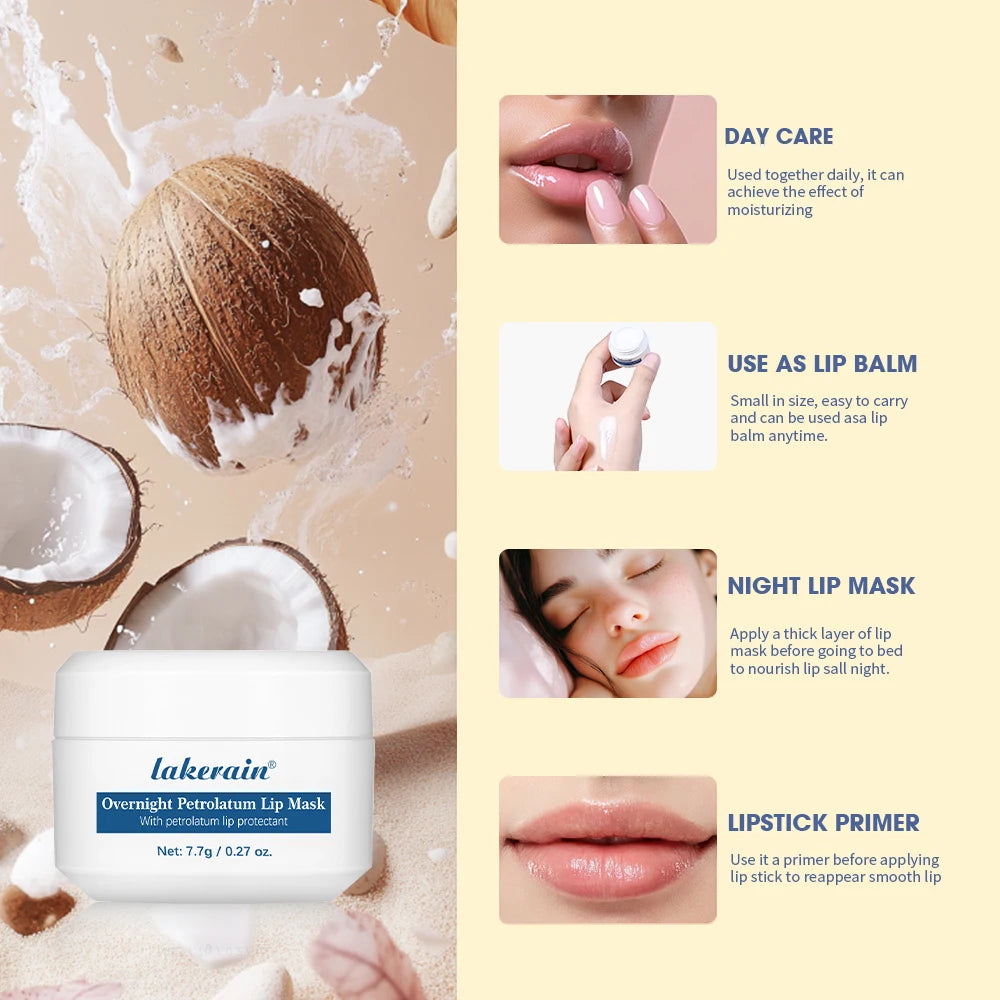 Overnight Petrolatum Lip Mask Long-lasting Moisturizing Nourishing Repair Improve Dry Lips Reduce Wrinkles Hydration Lip Balm Oasis Select