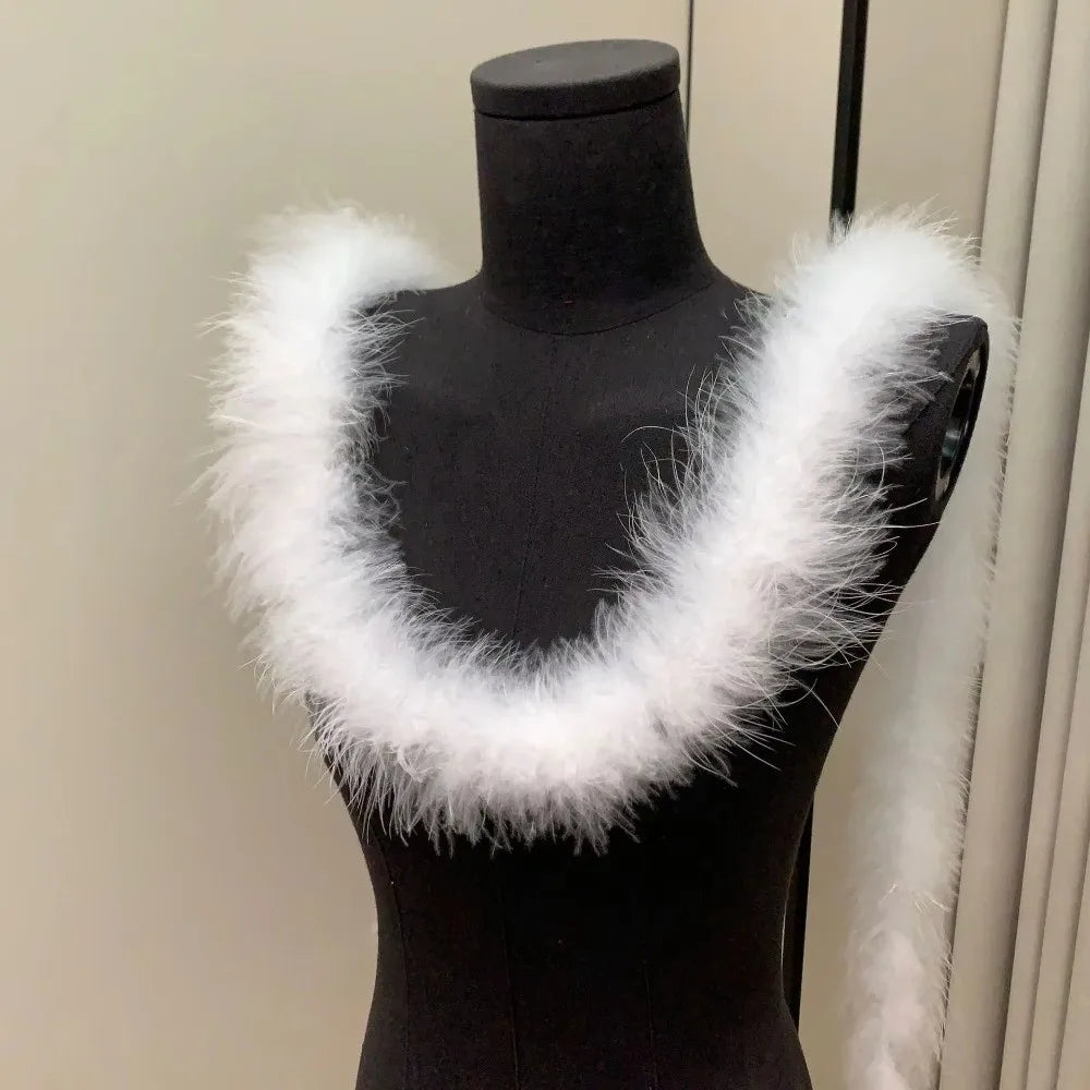 Fashion 2 Meter Decorative Strip Faux Fur DIY Apparel Sewing Fluffy Trim Cuff Strip Home Decor Artificial Fur Decoration Oasis Select White