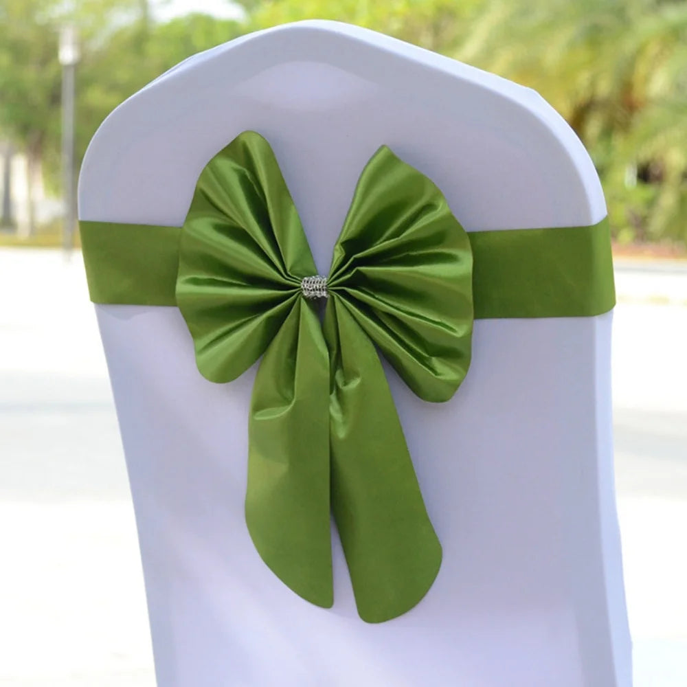 New Sashes Elastic Bow Tie Ready Made Chair Sashes Band For Wedding Party Hotel Banquet Event Decoration Oasis Select Green
