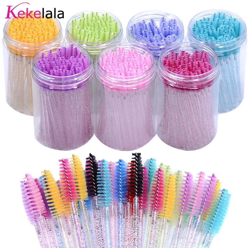 50pc Disposable Mascara Wands & Spoolie Brushes in Bottle Mascara Wand Spoolies Oasis Select