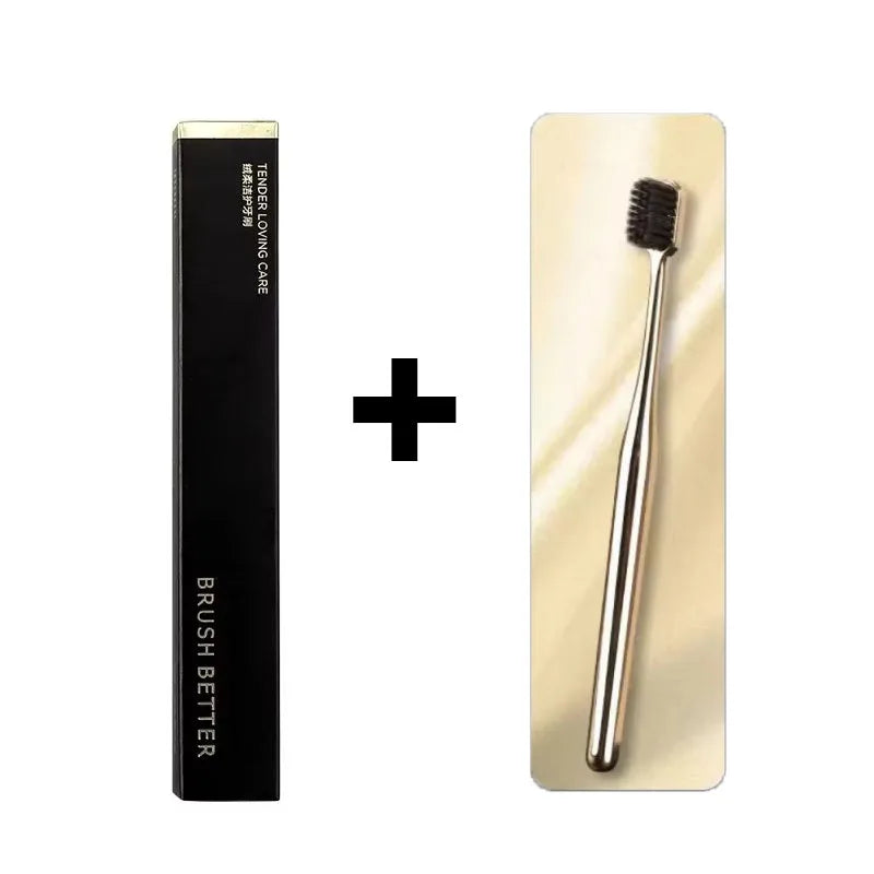 1/2/3/4pcs Advanced Luxury Adult Soft Bristle Manual Toothbrush Sensitive Gum Deep Cleaning Family Oral Care Travel Portable Oasis Select 1pcs Gold black