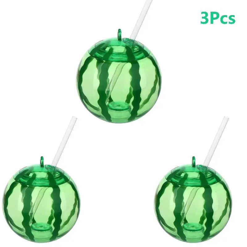 Fruit Shaped Cups with Straw – Orange & Watermelon | 1–3 Pack