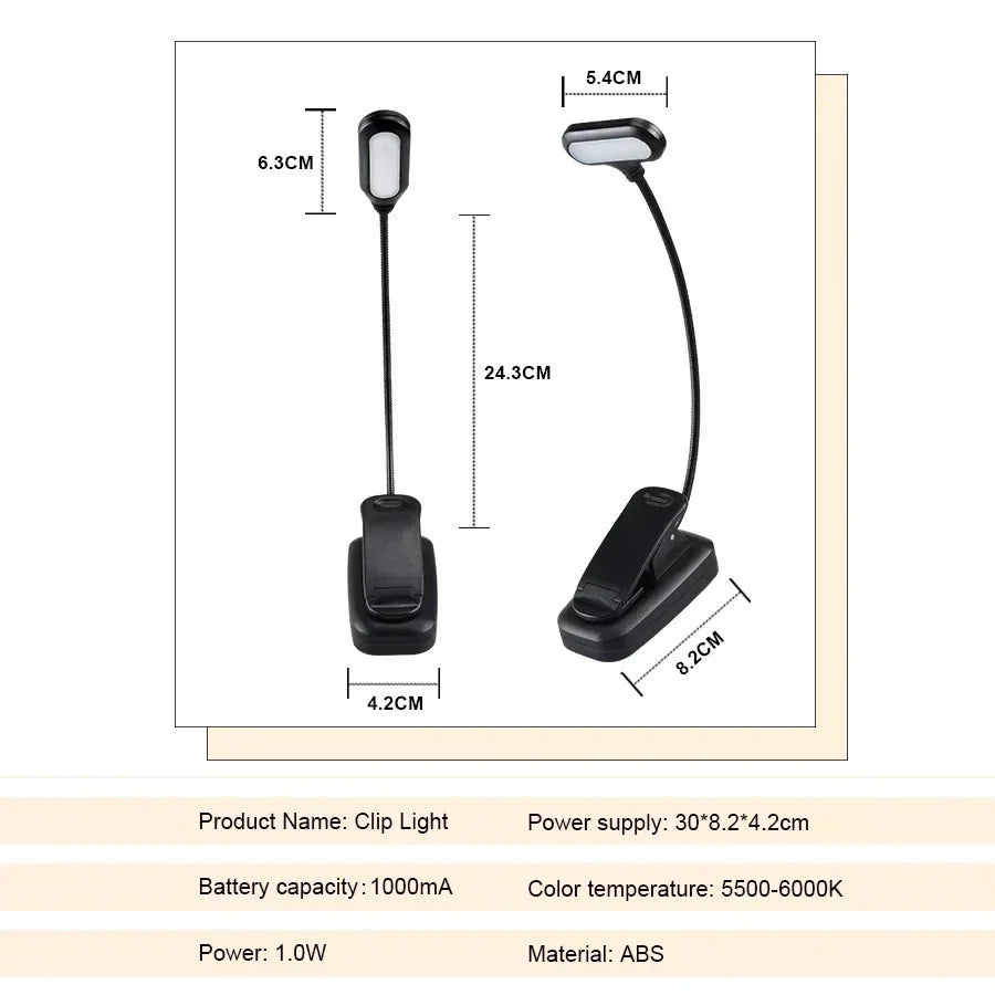 Mini Book Clip Light Battery Powered Book Light Eye Protection Reading Lamp Portable Small Desk Lamp for Bedroom Study Readers Oasis Select