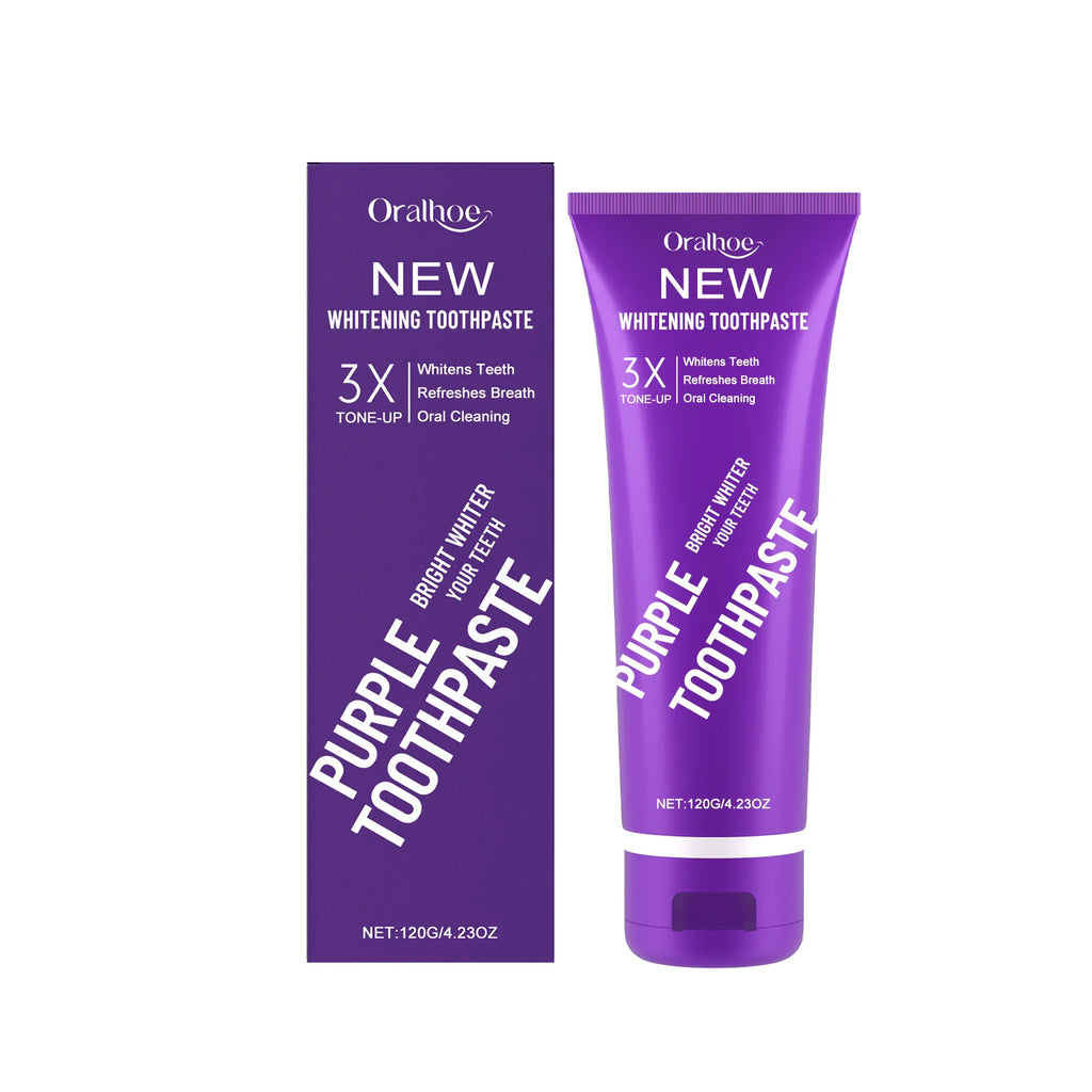 Purple Toothpaste Fluoride Free Stain Removal for Coffee & Tea Fresh Mint Flavor Teeth Whitening Natural Formula Deep Cleaning Oasis Select 120g boxed