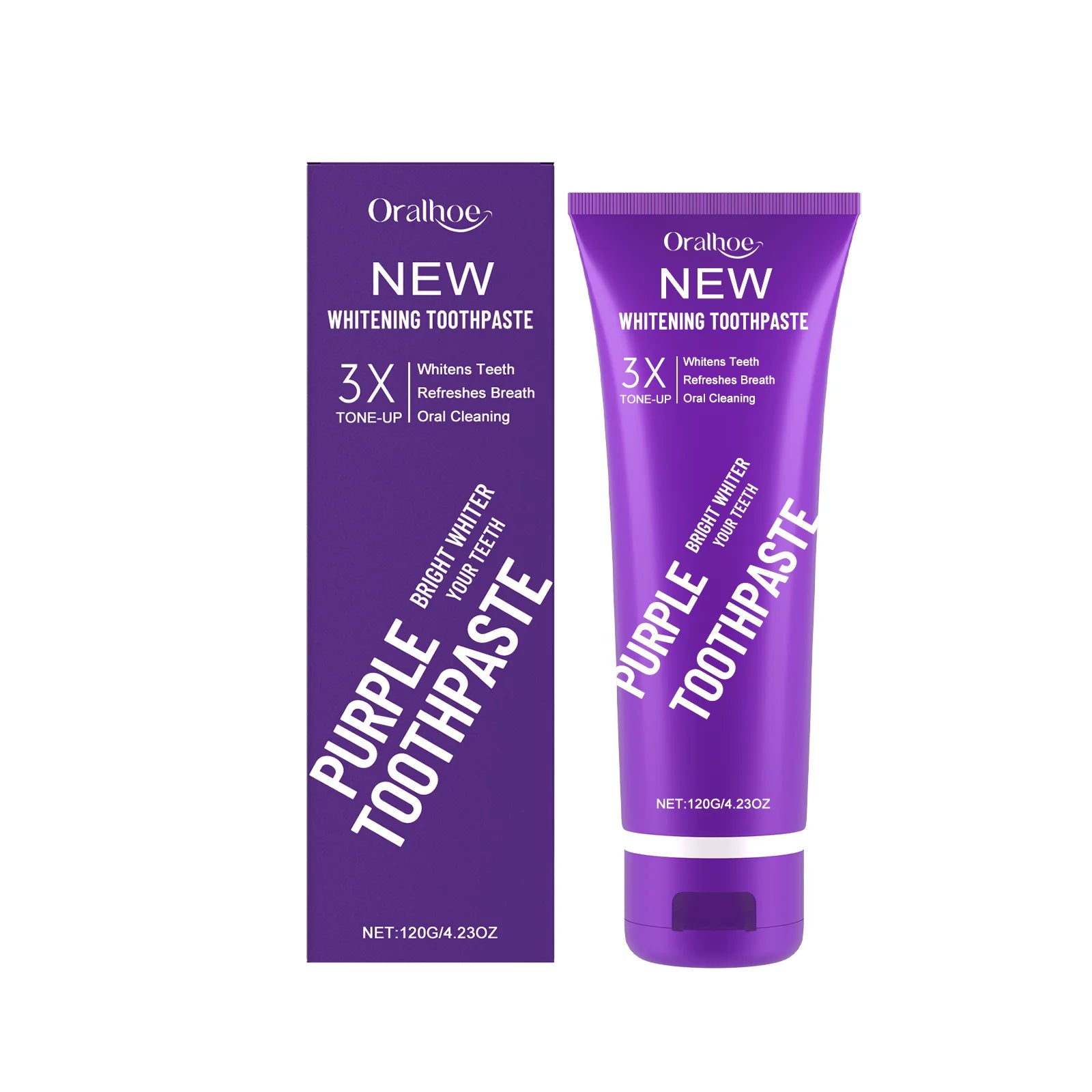 Purple Toothpaste Fluoride Free Stain Removal for Coffee & Tea Fresh Mint Flavor Teeth Whitening Natural Formula Deep Cleaning Oasis Select 120g boxed