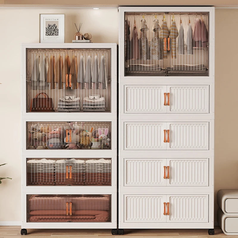80cm Foldable Double-Door Wardrobe-No Assembly Portable Closet, Large Capacity Storage for Bedroom/Living Room (Clothes/Quilts) Oasis Select