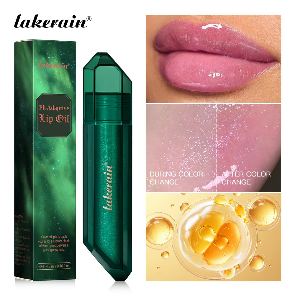 PH Adaptive Color Lip Oil Instant Glass Shine Plumping Finish Iridescent Shine Lip Oil Long-lasting Hydration Smooth Lip Care Oasis Select