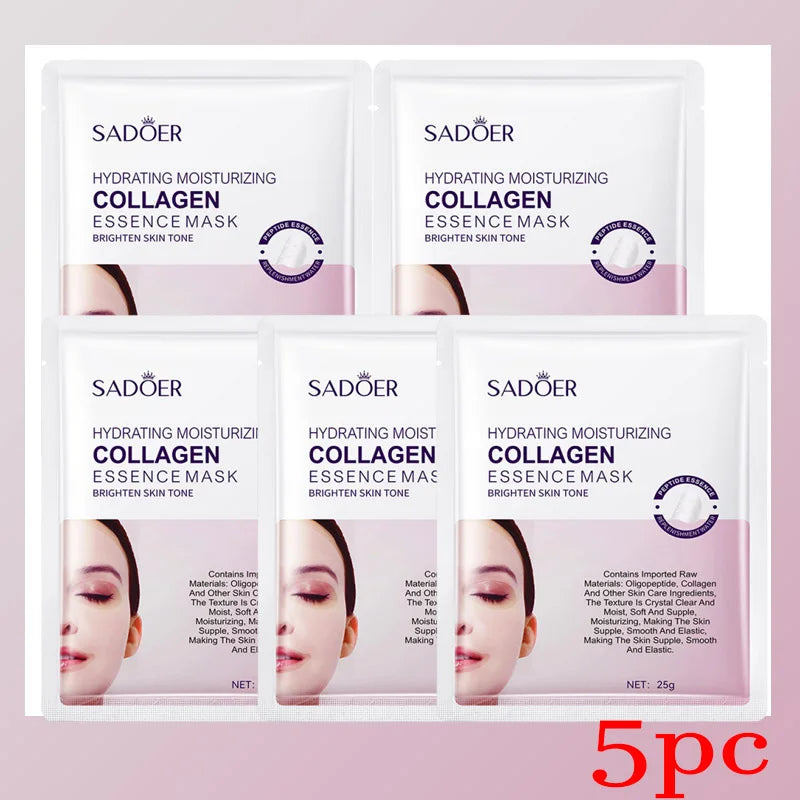 SADOER Collagen Facial Mask – Hydrate, Firm & Brighten Skin Collagen Face Mask Oasis Select 5pc