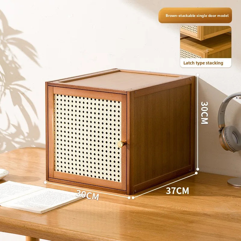 Multi-functional stackable sundries storage box finishing box crevice bedside table mini small extremely narrow bedside table Oasis Select Brown single door