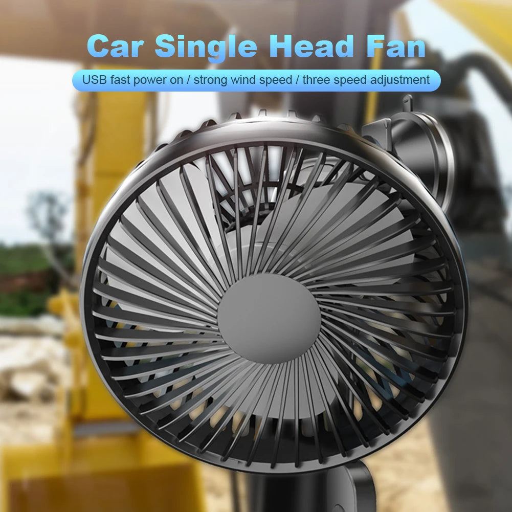 USB Car Dashboard Cooling Fan 12V/24V with Suction Cup Single Head Car Fan 360 Degree All-Round Auto Cooler for Car Truck SUV RV Oasis Select