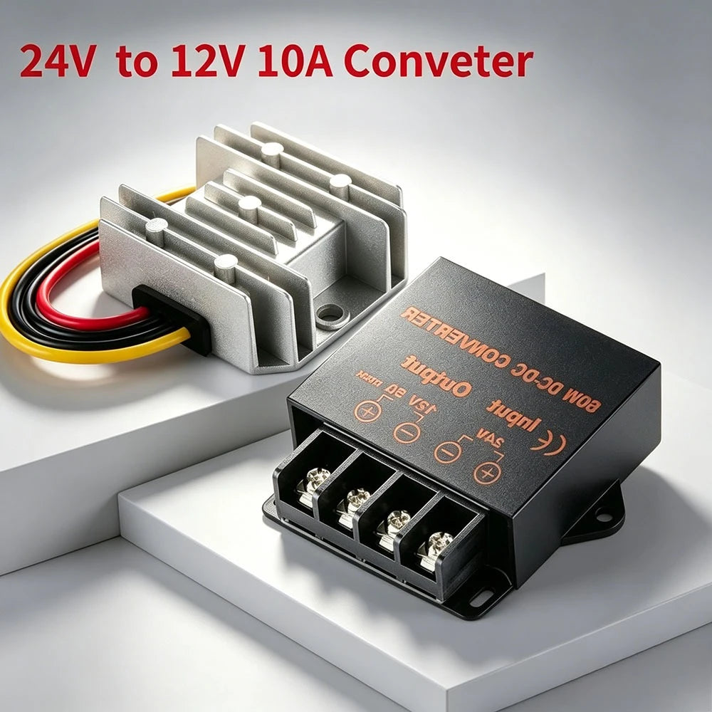DC 24V Step Down to 12V 10A Conveter Buck Converter Voltage Regulator Transformer IP68 waterproof Aluminium shell With Fuse Oasis Select