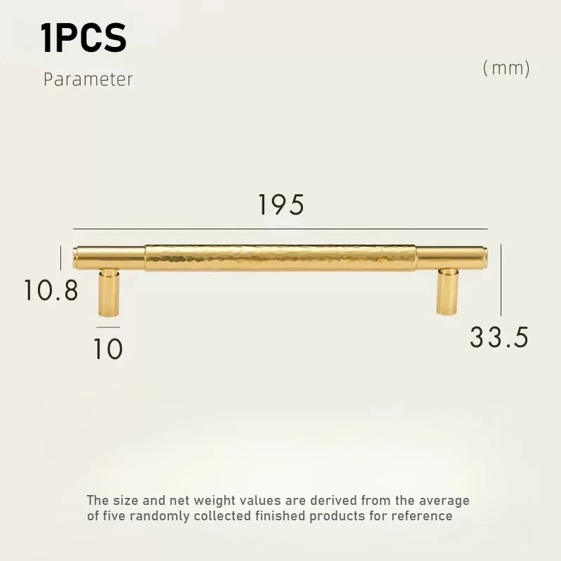 Solid Brass Furniture Handmade Hammer Patterned Wardrobe Door Vintage Light Luxury Cabinet Door Drawer Hardware Handle Oasis Select 1PCS Bright color XL