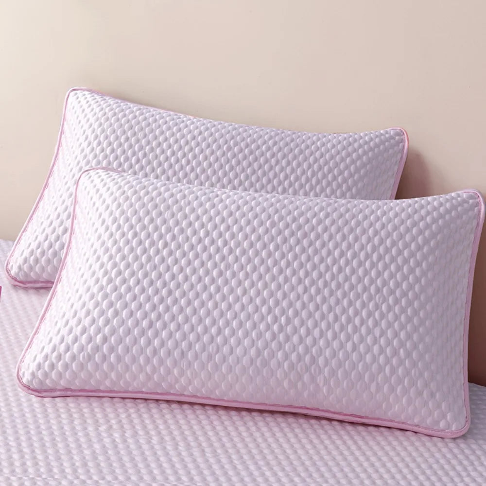 Comfortable Cotton Pillow Cover Isolation layer Anti Mite Pillow Case Protector Waterproof Head oil Pillowcase household Oasis Select Cool feeling-Pink